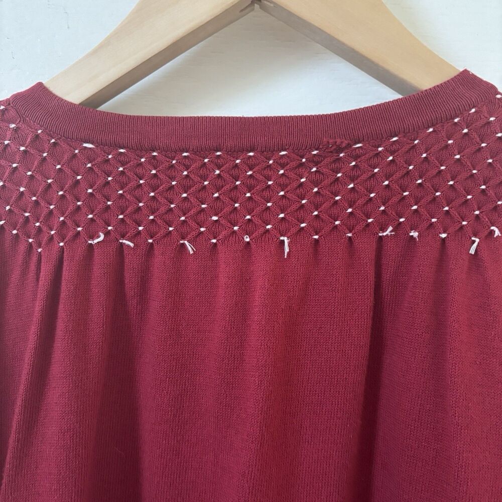 MAG Magaschoni Womens Cardigan Sweater Size Large Embroidery Red Glam Office 90s - Picture 10 of 12